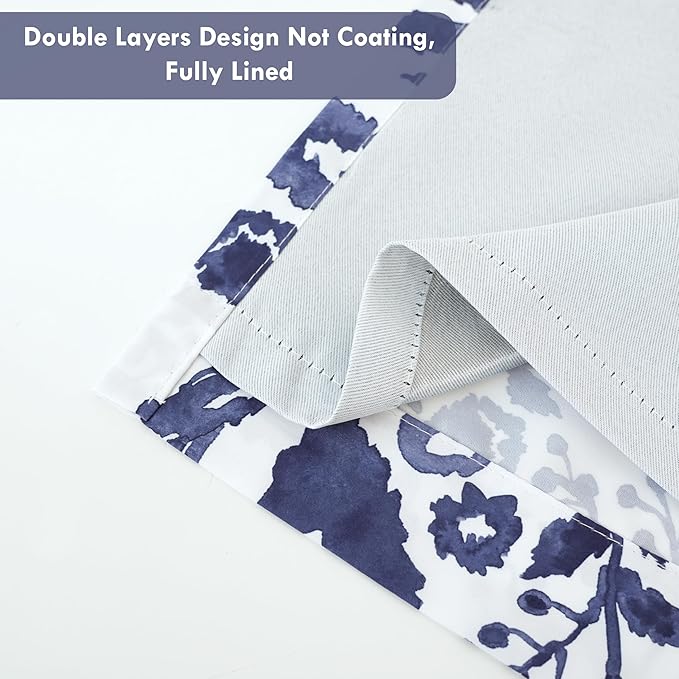 DriftAway Julia Lined Valance Double Layer Thermal Insulated Room Darkening Blackout Valances 3 Inch Rod Pocket Window Valance with Handmade Tassels for Bathroom Living Room 52 Inch by 18 Inch Navy