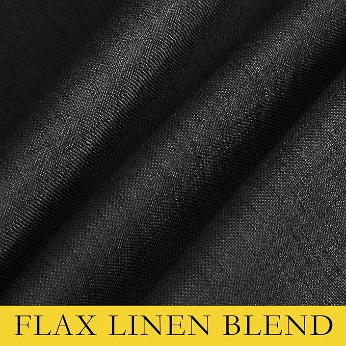 NICETOWN Vintage Open Linen Weave Flax Thermal Black Curtains for Holloween Decoration, 100% Blackout Curtains 84 inches Long 2 PCs for Dining Room, Soundproof Window Treatment Drapes for Hall Room