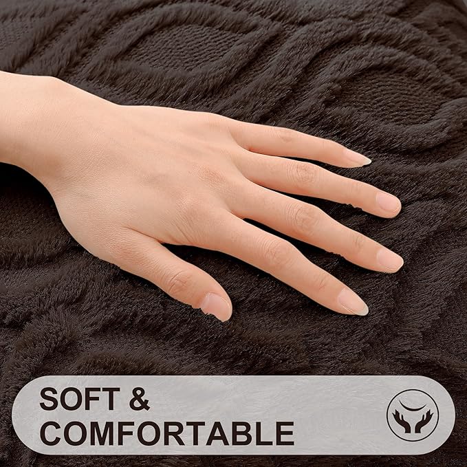 decorUhome Throw Pillow Covers 26x26 Inch Set of 2, Soft Plush Faux Wool Dark Brown Solid Couch Pillow Covers, Accent Euro Sham Farmhouse Neutral Square Pillow Cases for Sofa Bed Living Room