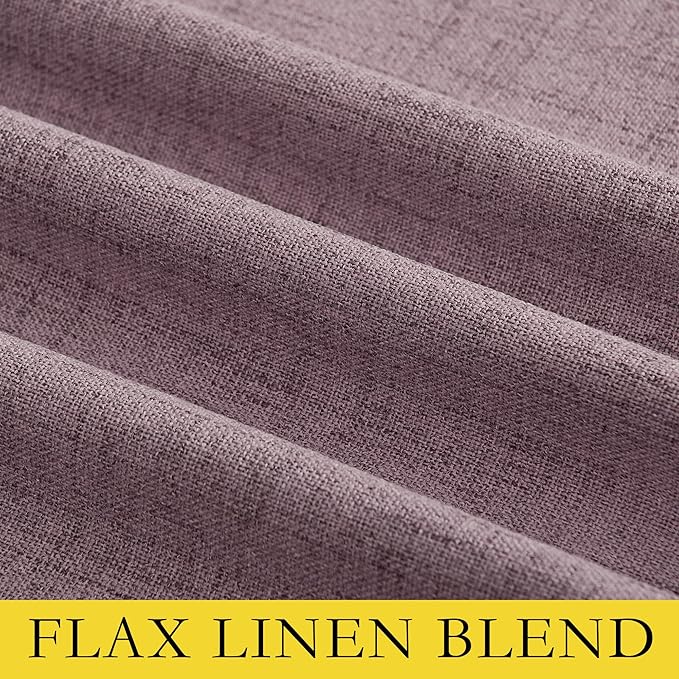 NICETOWN Chaise Mauve Vintage Linen 100% Blackout Curtains for Living Room, Thermal Insulated Curtains 102“ Long, Noise Reducing Window Treatment Drapes for Home Office, 62" Wide Per Panel, Set of 2
