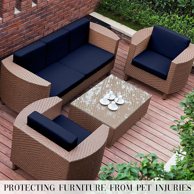 Outdoor Cushion Covers Set,8PCS Patio Furniture Couch Seat Slipcovers, Replacement for Sofa Sectional Chair(Cover，Only)