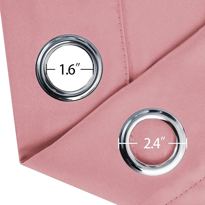 LEMOMO Pink Blackout Curtains 34 x 54 Inch Length/Set of 2 Curtain Panels/Thermal Insulated Room Darkening Blackout Curtains for Bedroom