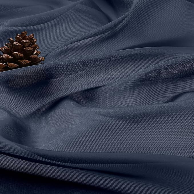 OWENIE Extra Long Navy Blue Sheer Curtains 96 Inches Long 2 Panels Set, Soft Lightweight Airy Voile Sheer Curtain for Bedroom Living Room, Rod Pocket Solid Color Farmhouse Curtains, 59" Wx96 L Inch