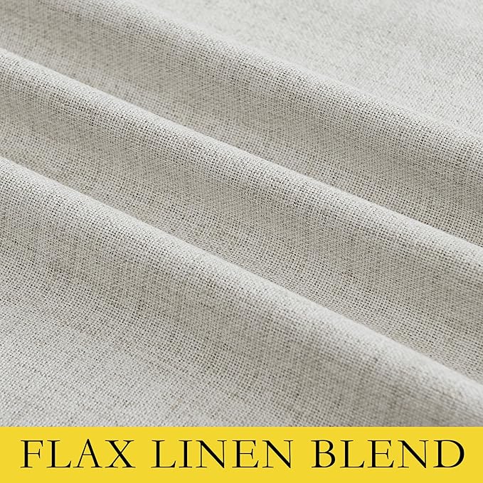 NICETOWN Snowbound Vintage Linen 100% Blackout Curtains for Living Room, Thermal Insulated Curtains 120" Long, Noise Reducing Window Treatment Drapes for Hall Room, 52" Wide Per Panel, Set of 2