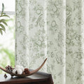 jinchan Linen Floral Curtains for Living Room 84 Inch Long Sage Green Printed Flower French Country Curtain Farmhouse Cottage Core Toile Curtains Back Tab Light Filtering Window Drapes Set 2 Panels