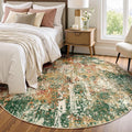 Washable Area Rugs 8ft Non-Slip Modern Abstract Soft for Living Room Entryway Bedroom Nursery, Print Pattern, Green Orange Rust Red Cream Colorful