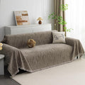 MYSKY HOME Couch Covers for 2 Cushion Couch Sectional Sofa, L Shape Sofa Protector Sand Chenille Couch Cover, Sofa Covers Washable Blanket with Tassel Pet Couch Cushion Cover, 71"X102"
