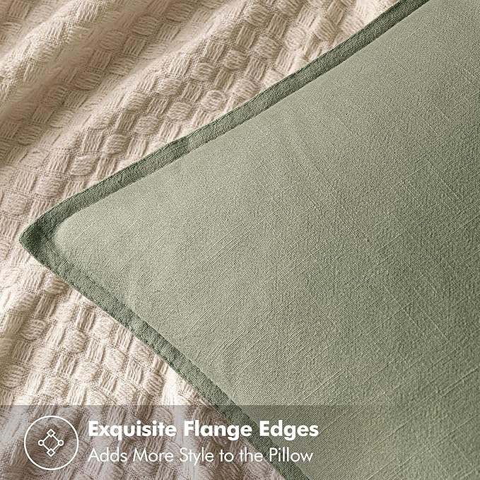 MIULEE Decorative Linen Pillow Covers 20x20 Inch Sage Green Boho Farmhouse Neutral Spring Couch Throw Pillows for Bed Pack of 2 Accent Modern Pillowcase Summer Sofa Livingroom Home Decor
