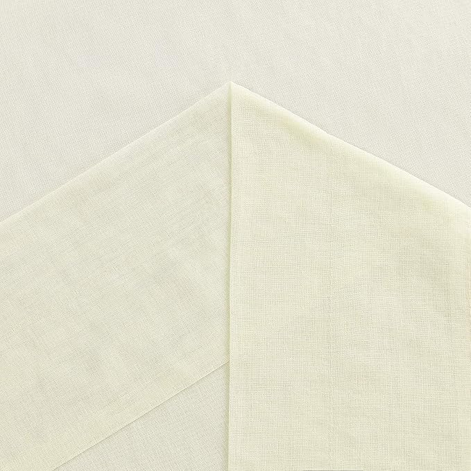 DWCN Ivory Sheer Curtains Semi Transparent Voile Rod Pocket Curtains for Bedroom and Living Room, 42 x 63 inches Long, Set of 2 Panels