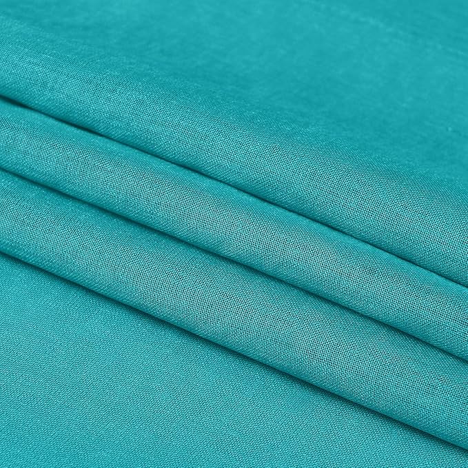 DWCN Turquoise Sheer Curtains Semi Transparent Voile Rod Pocket Curtains for Bedroom and Living Room, 52 x 54 inches Long, Set of 2 Panels