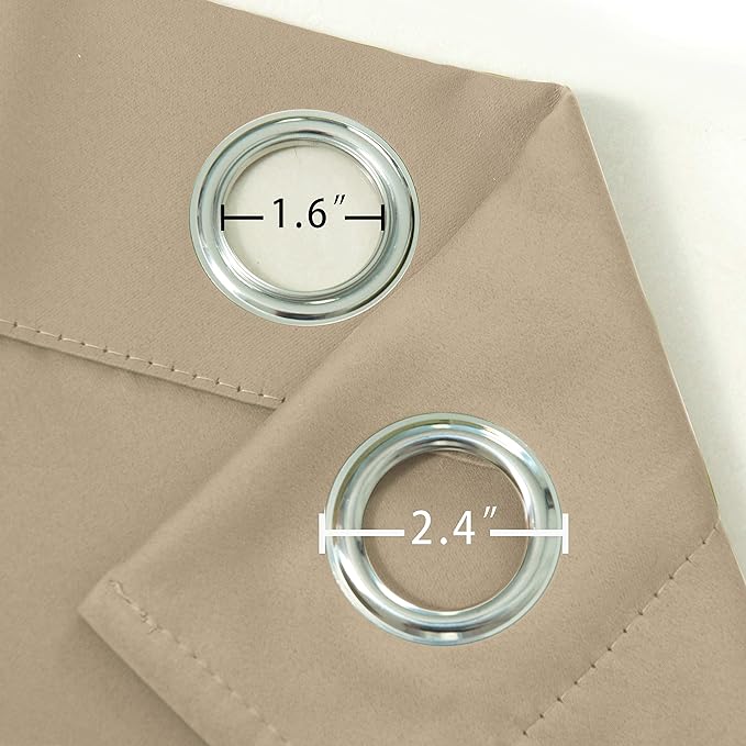 LEMOMO Beige Thermal Blackout Curtains/42 x 63 Inch/Set of 2 Panels Room Darkening Curtains for Bedroom