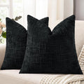 decorUhome Black Chenille Throw Pillow Covers 16x16 Set of 2 Textured Soft Cozy Slubby Couch Pillow Covers Modern Farmhouse Boho Decorative Pillow Cases for Bed Sofa Living Room