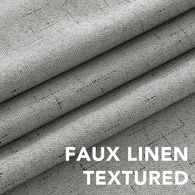 H.VERSAILTEX Primitive Linen Curtains 100% Blackout Curtain Drapes Burlap Curtains with White Thermal Insulated Liner, Grommet Top Drapes Living Room/Bedroom (2 Panels, 42 x 45 Inch, Dove Gray)