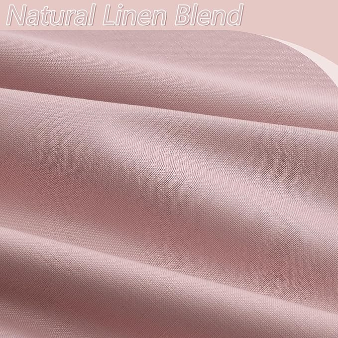 Guken Pink 100% Blackout Linen Curtains 102 Inch 2 Panels Set for Girl's Bedroom, Living Room, Nursery, Back Tab Rod Pocket Thermal Insulated Black Out Drapes Room Darkening Window Curtains