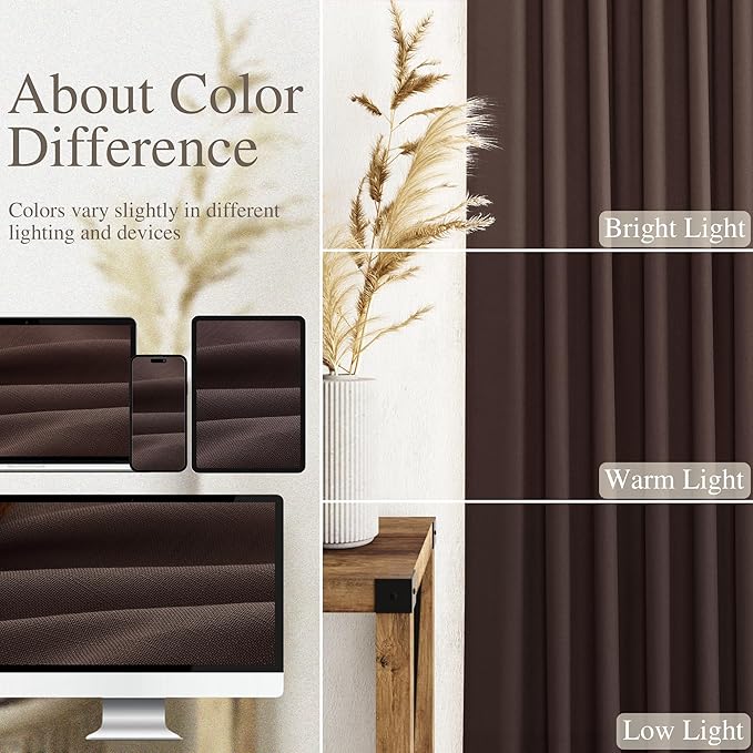 Coffee Linen Semi Sheer Curtains 120 Inches Long 2 Panels Set Back Tab Loop Pocket Linen Blend Boho Large Window Curtain Extra Long Light Filtering Drapes High Ceiling Curtains for Living Room 52x120