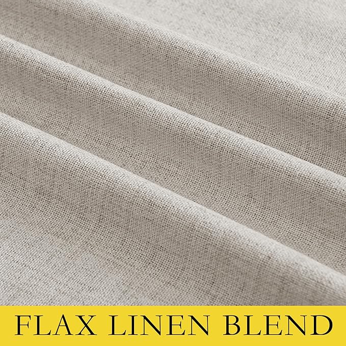NICETOWN Brich Vintage Open Linen Weave Flax Thermal Curtains, 100% Blackout Curtains 48" Long for Dining Room, Soundproof Window Treatment Drapes for Hall Room, 52" Wide Per Panel, Set of 2