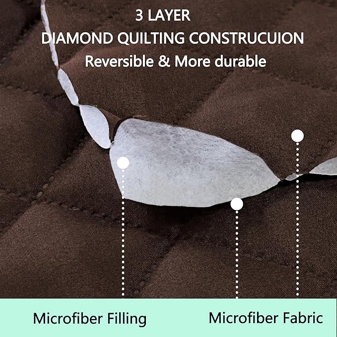 Reversible Loveseat Sofa Covers Couch Cover Furniture Protector(Loveseat,Chocolate/Beige)