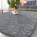OLANLY 10x12 Machine Washable Large Area Rugs for Living Room, Bedroom, Soft Fluffy Shaggy Bedside Rug, Indoor Floor Carpet for Kids Girls and Boys, Dorms, Nursery, Home Decor Aesthetic, Light Grey