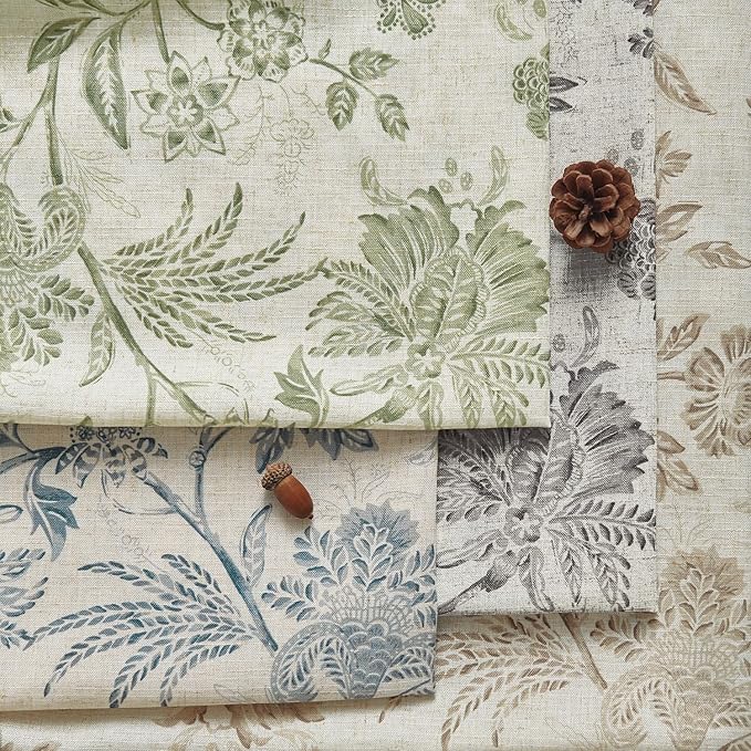 jinchan Linen Floral Curtains for Living Room with Printed Flower 96 Inches Long Light Filtering French Country Back Tab Rod Pocket Sage Green Window Curtain Set Farmhouse Drapes 2 Panels