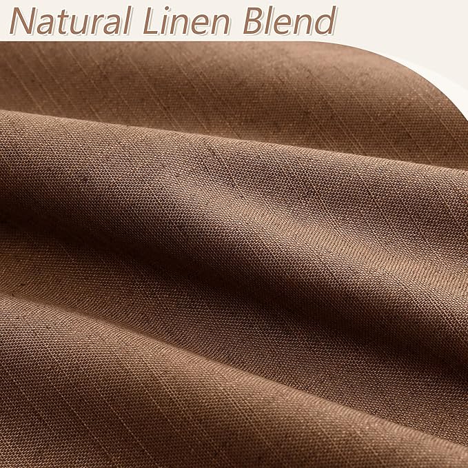 Guken 100% Blackout Linen Curtains 108 Inch Length 2 Panels Set for Living Room Bedroom Back Tab Thermal Insulated Black Out Linen Drapes Room Darkening Window Curtains,Caramel Brown