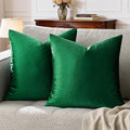 GIGIZAZA Decorative Throw Pillow Covers 18 x 18, Set of 2 Forest Green Soft Pillow Covers Velvet,Christmas Decor Square Cushion Covers