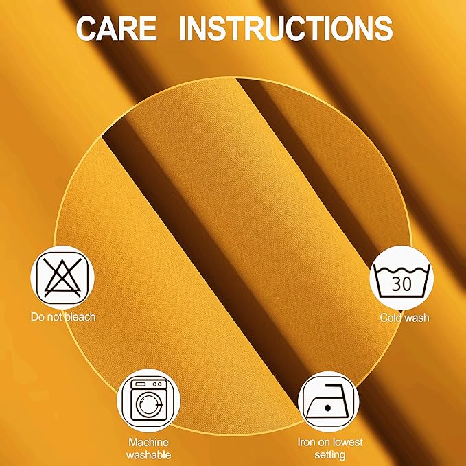 LEMOMO Yellow Blackout Curtains 34 x 54 Inch Length/Set of 2 Curtain Panels/Thermal Insulated Room Darkening Blackout Curtains for Bedroom