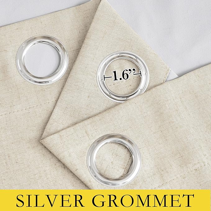 NICETOWN Linen Blackout Curtains 54" Long for Classroom, Beige, Set of 2, Short Kitchen Burlap Linen 100% Blackout Drape Panels for Night Shift, Great Job for Blocking Light