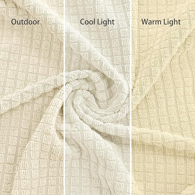 Cupuamon 2026 New Stretch Oversized Sofa Slipcovers Couch Sofa Cover for 4 Seater Furniture Protector Covers with Elastic Bottom Jacquard Fabric Small Checks for Pets, Kids - Beige