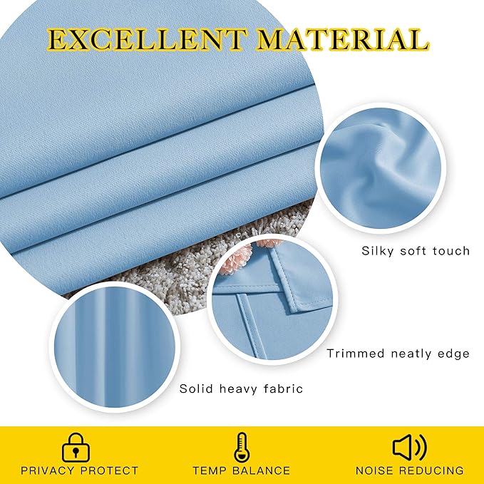 NICETOWN Blackout Draperies Curtains Panels - Window Treatment Thermal Insulated Solid Grommet Blackout Curtains/Panels/Drapes for Bedroom (Blue, Set of 2, 66 by 90 Inch)