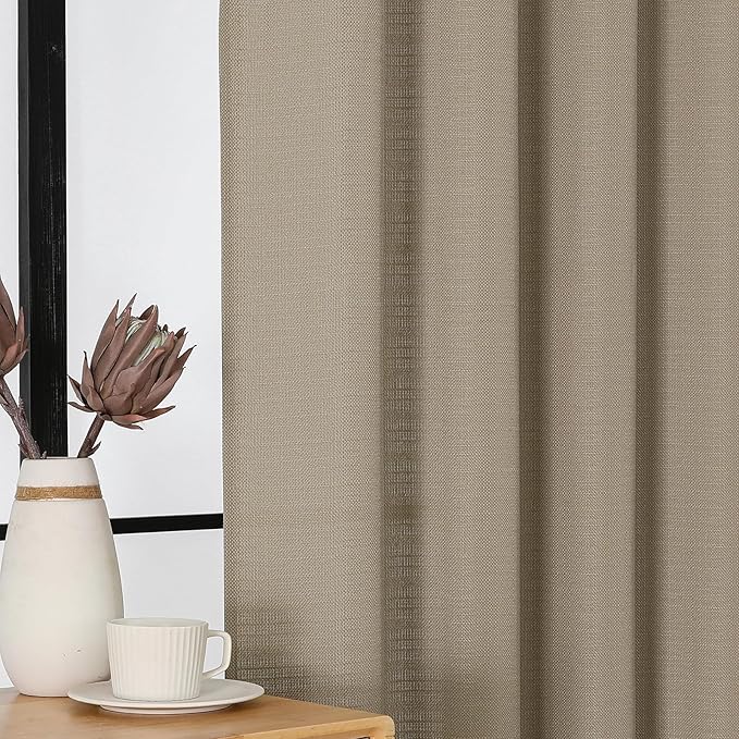 Chyhomenyc Camel Short Curtain Valance for Windows, Faux Linen Textured Half Window Curtains, Burlap Solid Topper Small Curtain Valance for Bathroom Laundry Basement, 60Wx18L Inch, 1 Piece