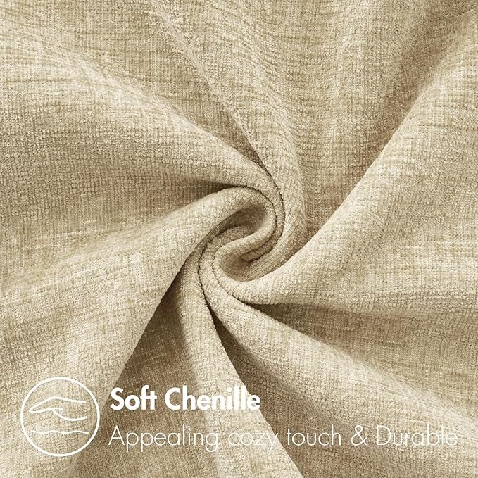 MIULEE Pack of 2 Beige Throw Pillow Covers 18x18 Inch Soft Chenille Pillow Covers for Sofa Living Room Spring Home Decor Couch Solid Dyed Cases Not Pillow Inserts