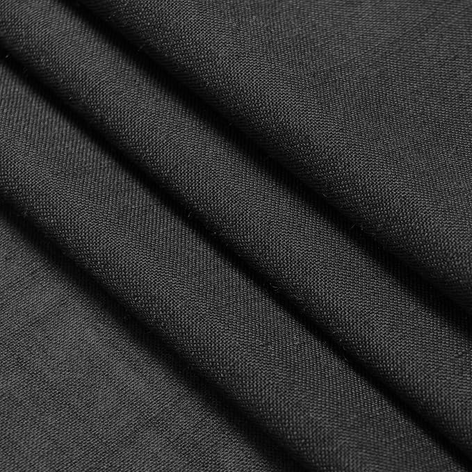 Black Kitchen Curtains 36 Inch Length Set 2 Panel Back Tab Pocket Semi Sheer Light Filtering Short Drapes Linen Modern Farmhouse Curtain Tiers for Cafe Bathroom Basement Small Window 52x36