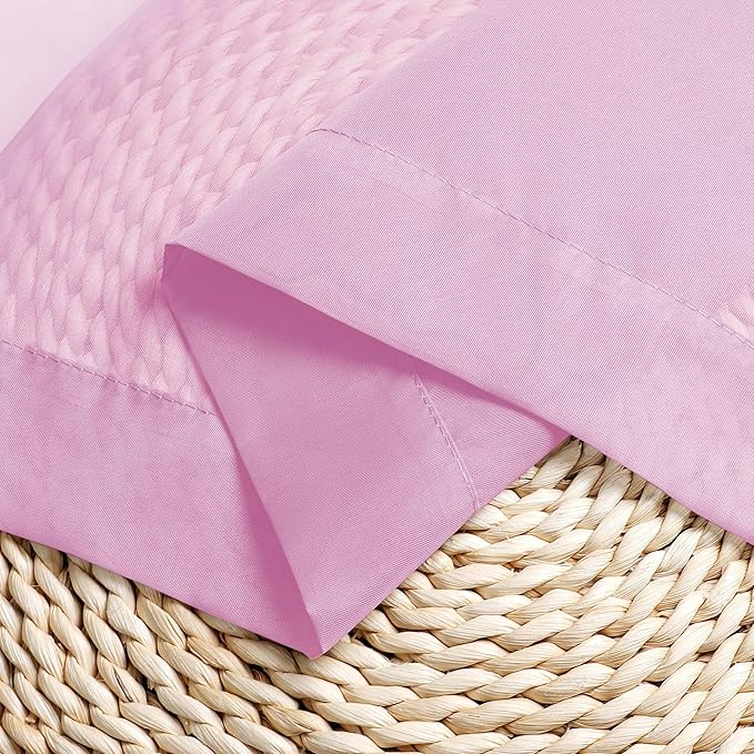 Chyhomenyc Pink Sheer Curtains 45 Inch Long 2 Panels, Light Filtering Rod Pocket Voile Short Curtains Drapes for Bedroom Small Windows, 42Wx45L Inches
