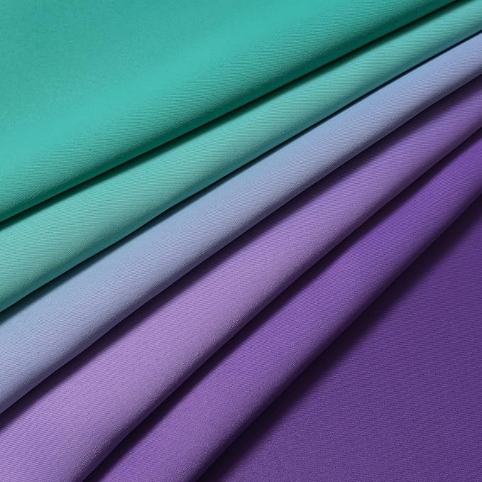 Yakamok Ombre Teal and Purple Curtains for Bedroom, Gradient Room Darkening Curtains 72 inches long,Grommet Thermal Insulated Light Blocking Window Drapes/Curtain for Living Room,52 x 72 Inch,2 Panels