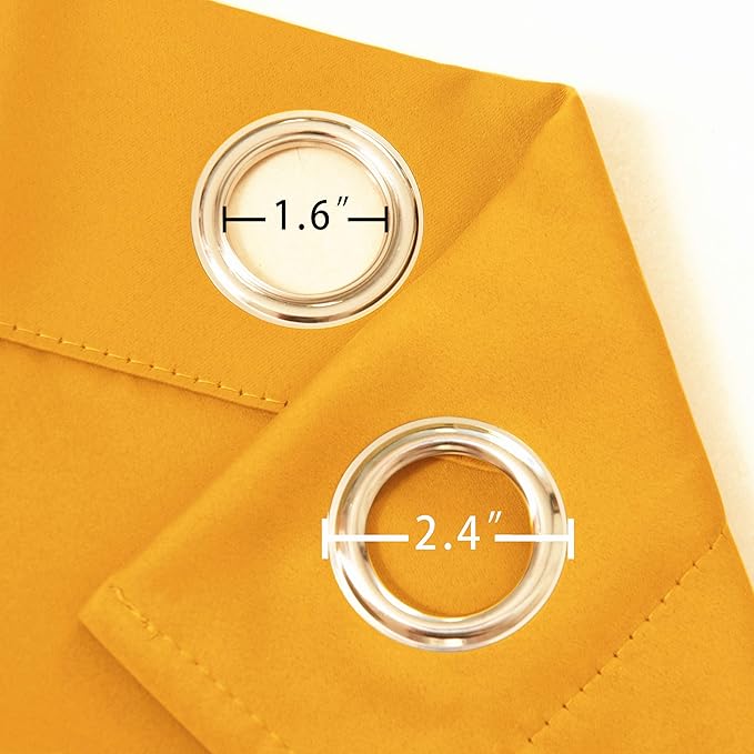 LEMOMO Yellow Thermal Blackout Curtains/42 x 84 Inch/Set of 2 Panels Room Darkening Curtains for Bedroom