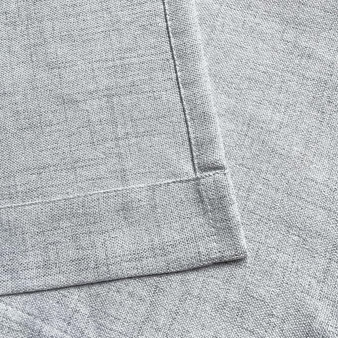 Oindec Faux Linen Kitchen Curtains 45 Inch Length Cafe Curtain Tiers for Living Room Basement Bathroom Windows Country Rustic Small Short Curtains, Set of 2, Grey