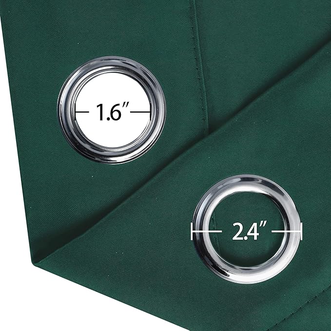 LEMOMO Dark Green Blackout Curtains/52 x 84 Inch Long/Set of 2 Curtain Panels/Thermal Insulated Room Darkening Curtains for Bedroom
