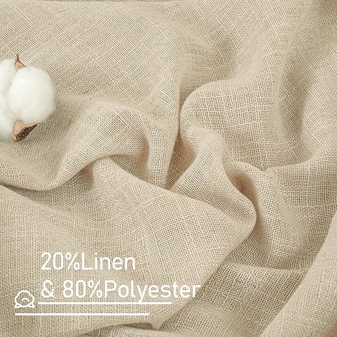 LAMIT Sheer Linen Curtains 63 inches Length for Bedroom, Light Filtering Panels Bronze Grommet Linen Textured Neutral Drapes for Living Room, Linen, 2 Panels, 34 x 63 Inch