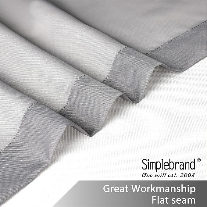 Simplebrand Grey Short Sheer Curtains 45 Inch Length for Small Windows, Rod Pocket 2 Panels Set Solid Voile Drapes Window Sheer Curtains for Bedroom Bathroom Kids Room Kitchen, 42x45 Inch, Gray
