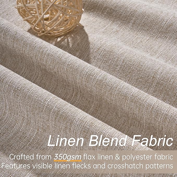 Topfinel 90 Inch Long Blackout Curtains for Sliding Glass Door, Tweed Light and Draft Blocking Drapes for Living Room Traverse Ring Top Heavy Duty Lined Cottagecore Bay Window Curtains 2 Pack