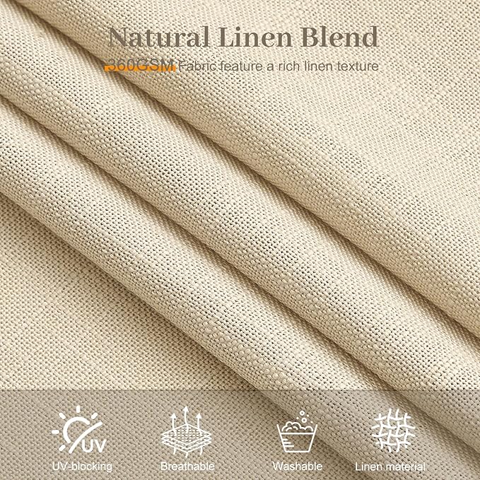 IVAPUPU Sand Beige Pinch Pleated Curtains 102 Inch Long for Living Room, Extra Wide Semi Sheer Drapes Back Tab Hooks Rings Light Filtering Privacy Modern Linen Curtain for Bedroom, 1 Panel, W60xL102