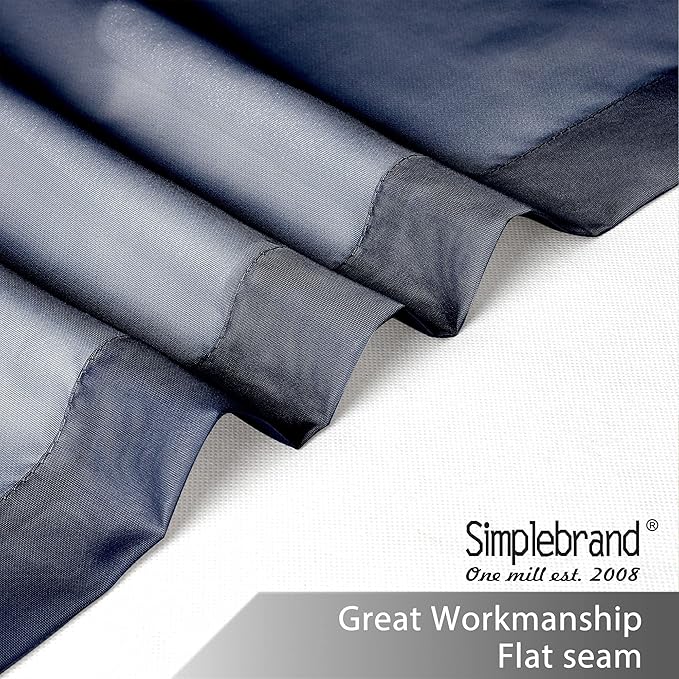 Simplebrand Blue Sheer Curtains 96 Inches Long, Light Filtering Rod Pocket Solid Color Window Sheer Curtain Panels, Elegant Curtains & Drapes for Bedroom 2 Panels (Navy Blue, 42" W x 96" L)
