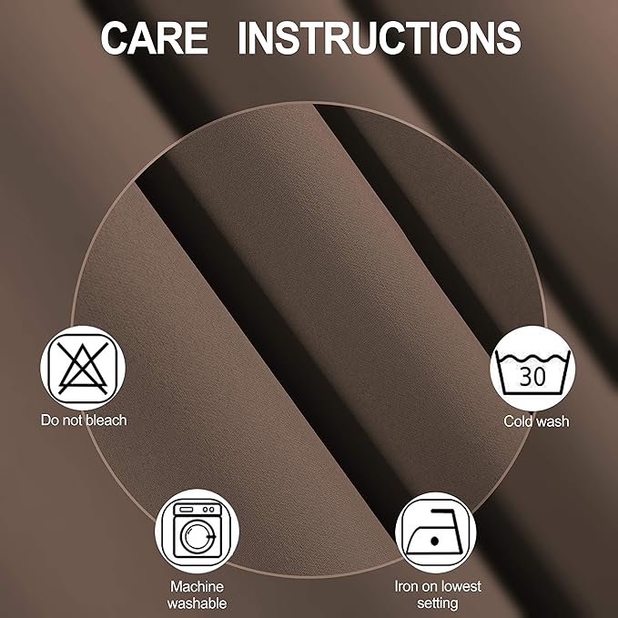 LEMOMO Chocolate Brown Thermal Blackout Curtains/38 x 84 Inch/Set of 2 Panels Room Darkening Curtains for Bedroom