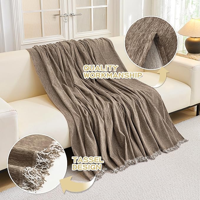 MYSKY HOME Couch Cover for Sofa Couch Covers for Pets, Non Slip Dogs Furniture Protector with Tassels for Living Room Non Slip Washable Furniture Protector Cover for Pet, Cat, 91"x118", Sand