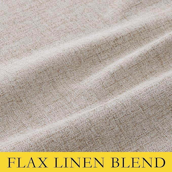 NICETOWN Oatmeal Vintage Open Linen Weave Flax Thermal Curtains, 100% Blackout Curtains 45" Long for Dining Room, Soundproof Window Treatment Drapes for Hall Room, 52" Wide Per Panel, Set of 2