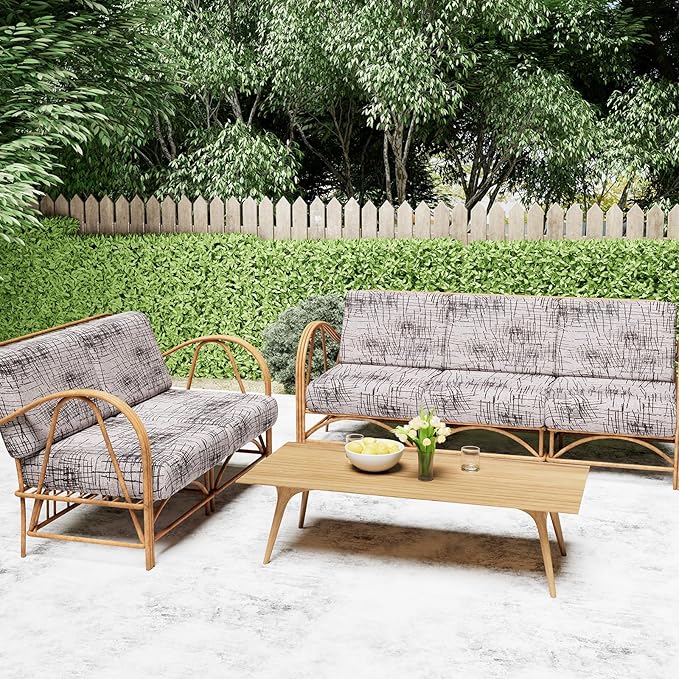 Smiry Printed Couch Cushion Covers, Stretch Soft Couch Covers for Sofa, Washable Non-Slip Sofa Slipcover Furniture Protector for Indoor and Outdoor (Medium, Brown and White)