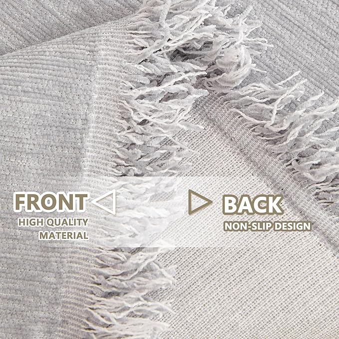 MYSKY HOME Oversized Armchair Cover for 1 Cushion, Washable Sofa Protector, Chenille Couch Covers with Tassel, Sofa Throw, Pet & Kid Friendly, 71"X91", Light Grey