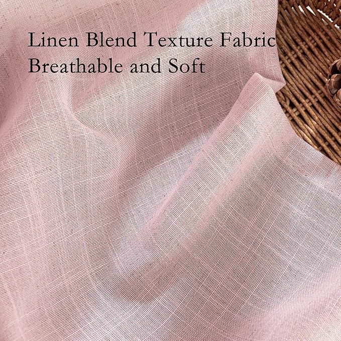 MYSKY HOME Extra Long Country Curtains for Sliding Glass Door Windows, Back Tab Semi Sheer Living Room Curtain Panels Ceiling to Floor Length Drapes Linen Texture Soft, 50 x 108 in, Pink, Set of 2