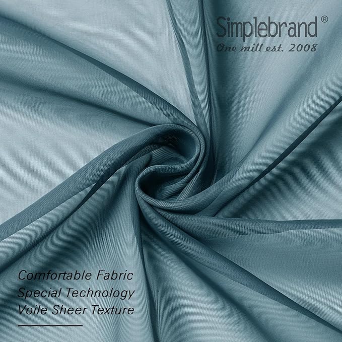 Simplebrand Dusty Blue Short Sheer Curtains 45 Inch Length for Small Windows, Rod Pocket 2 Panels Set Solid Voile Drapes Window Sheer Curtains for Bedroom Bathroom Kids Room Kitchen, 42x45 Inch, 2pcs