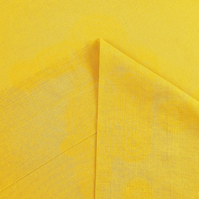 DWCN Yellow Sheer Curtains Semi Transparent Voile Rod Pocket Curtains for Bedroom, Living Room and Kitchen, 52 x 54 inches Long, Set of 2 Panels